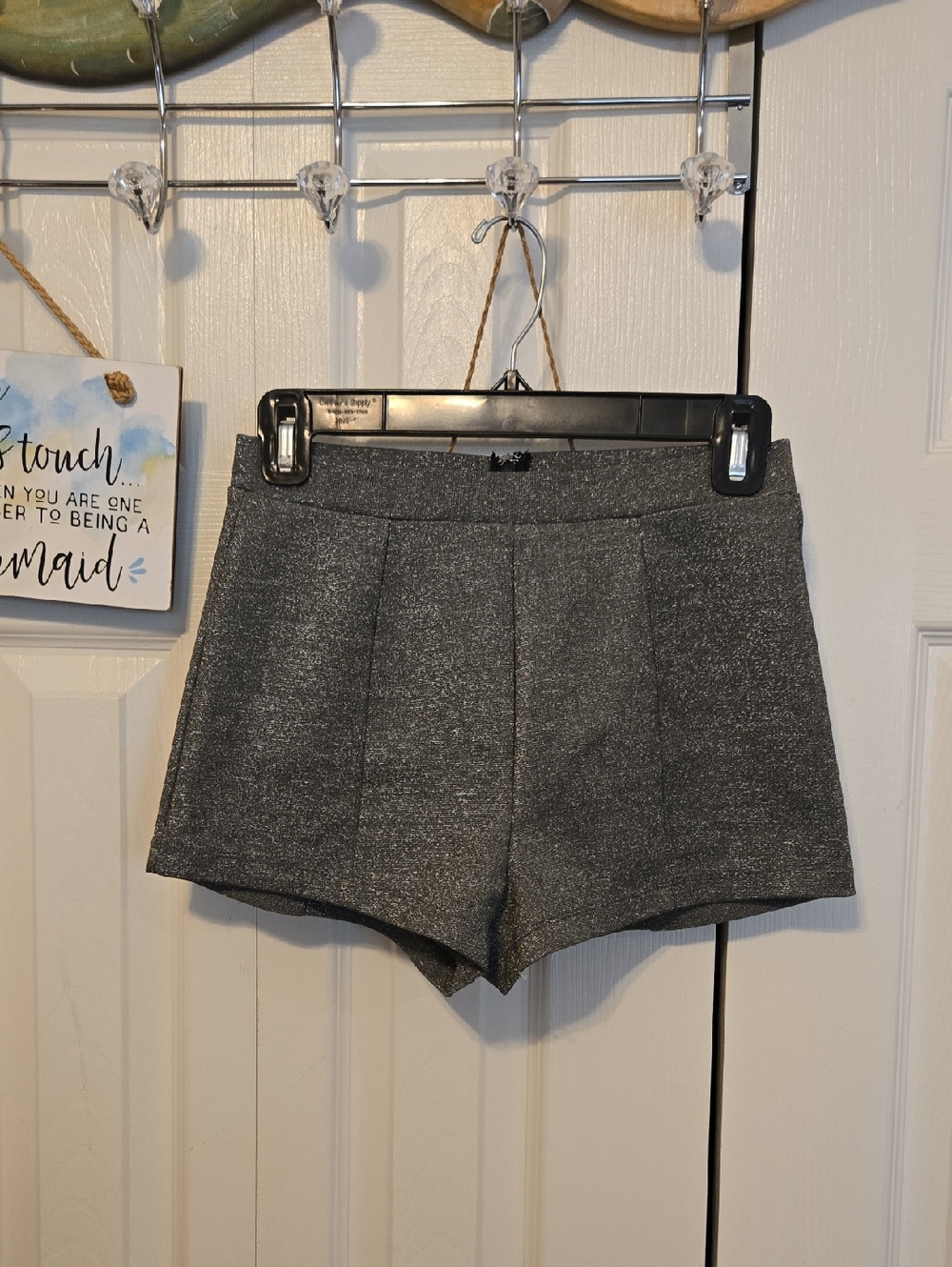 Charlotte Russe Metallic Gray High-Waist Shorts